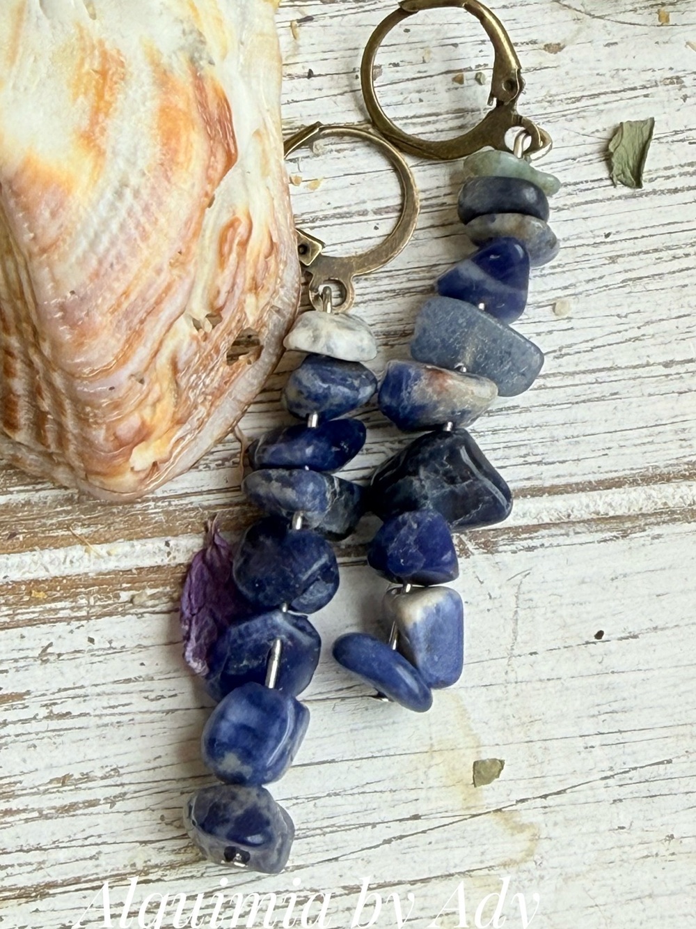 Brass and sodalite dangle earrings